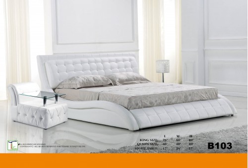 Smooth Design White Queen Bed Ti B103QB