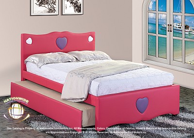 OverNite Pink Heart Trundle Twin Bed Na B851TB