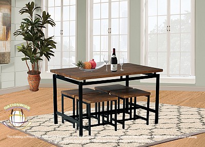 Woodgrain Table with Stools 5pc Dinette Set Na D950-5DSet