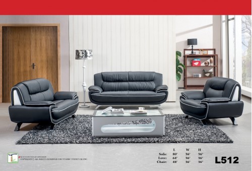 Century Black Collection 3pc Set (Sofa+Love+Chair) Ti L512-3
