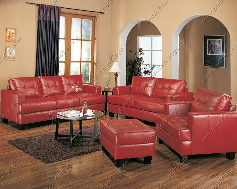 Samuel Red Leather Sofa cs501831S