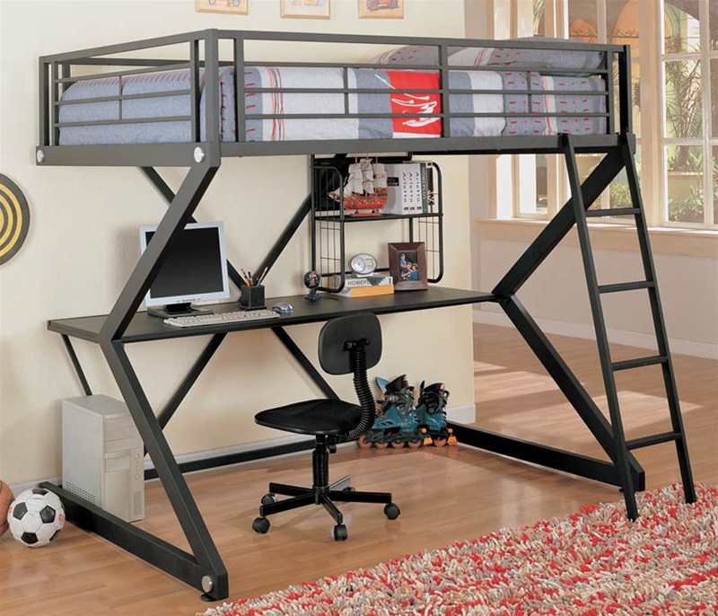 Contemporary Workstation Loft Full Bunk Bed cs460092BB