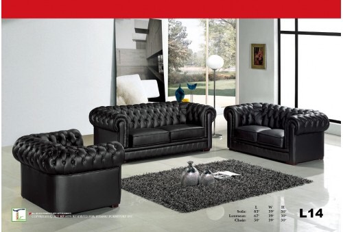Empire Black 3pc Set (Sofa+Love+Chair) Ti L14SLC