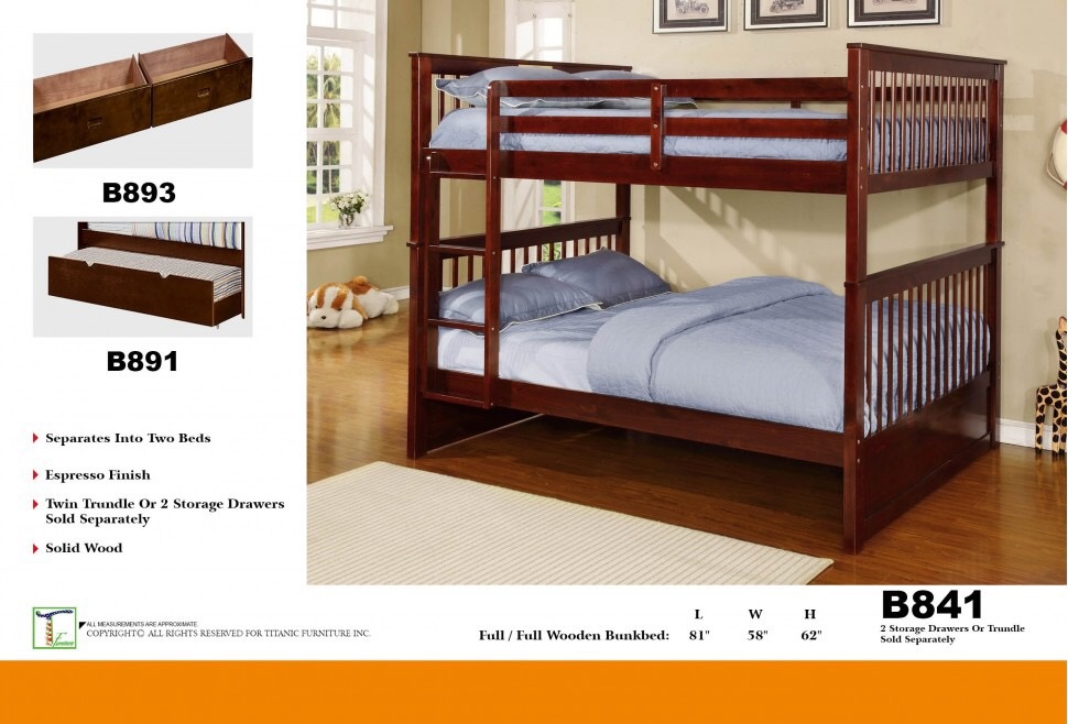Cooper Espresso Wood Full/Full Bunk Bed Ti B841