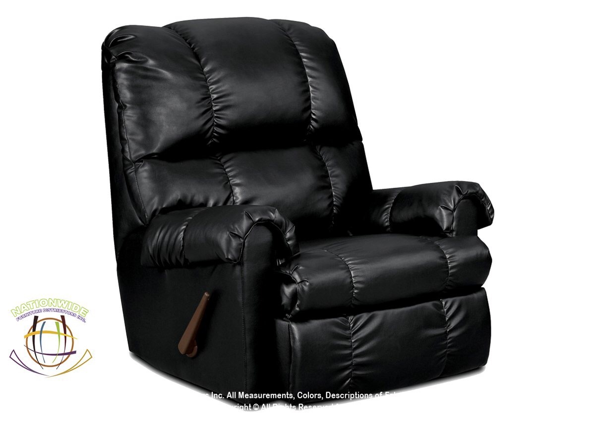 Josef Black Leather Rocker Recliner Na U119R