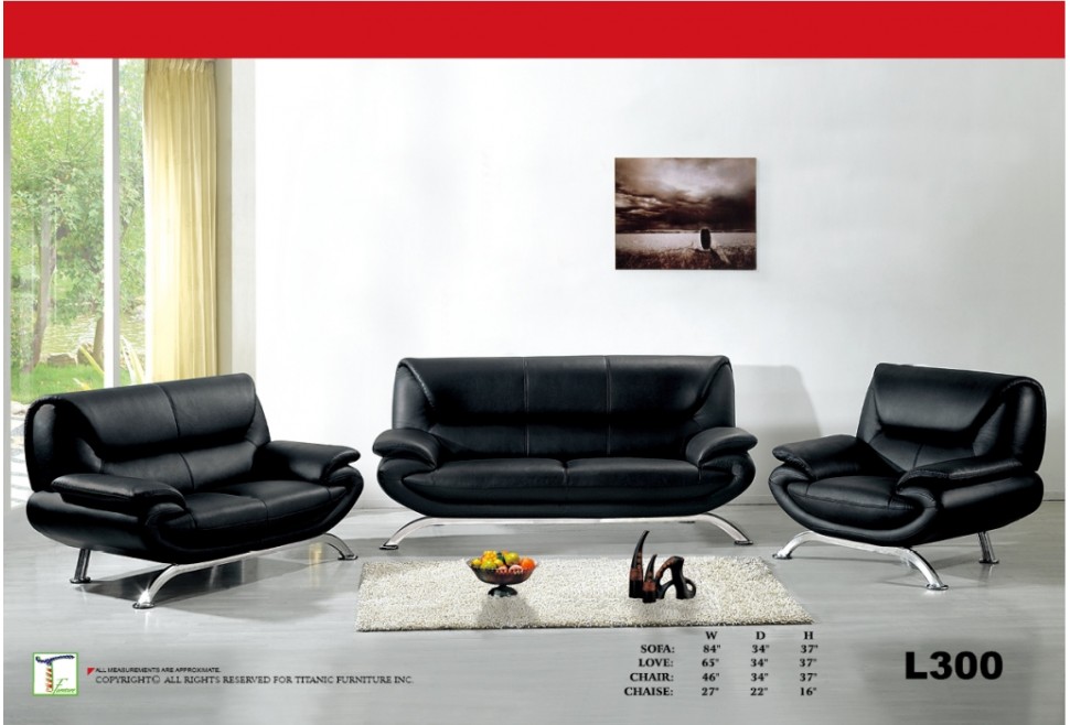 Modern Black with Steel Legs Sofa Ti L300S