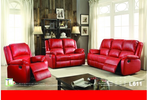 Contrast Stitch Red Reclining 2pc Set (Sofa+Love) Ti L611