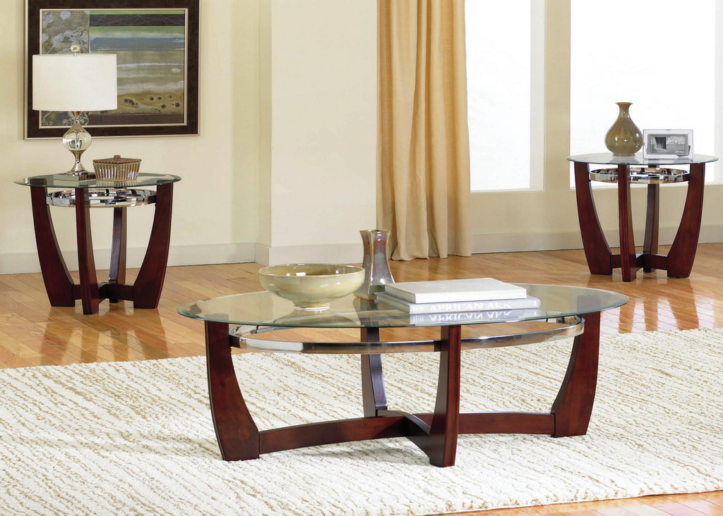 Espresso & Glass Top 3pc Table Set Na T450-3