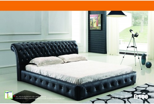 Essence Black Leather Queen Bed Ti B100Q