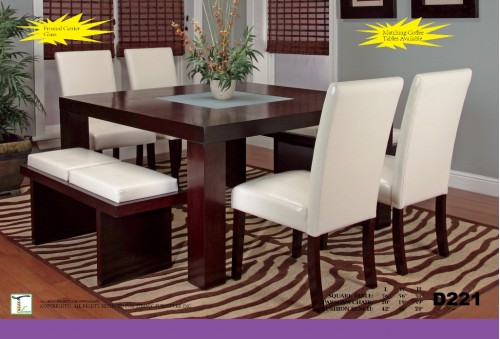 Ivory 6pc Dinette Set with Bench Ti D221-5BN