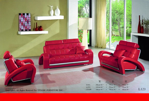 Modern Red & Grey Loveseat Ti L123L