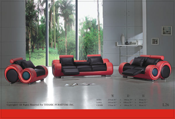 Ultra Modern Red & Black Swirl Sofa Ti L26S