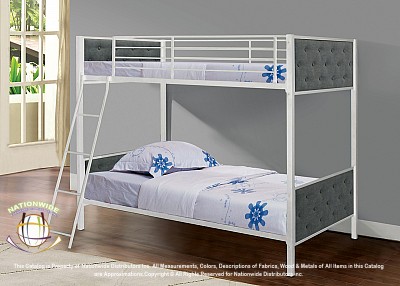Nelson White & Grey Metal Bunk Bed Na S527BB