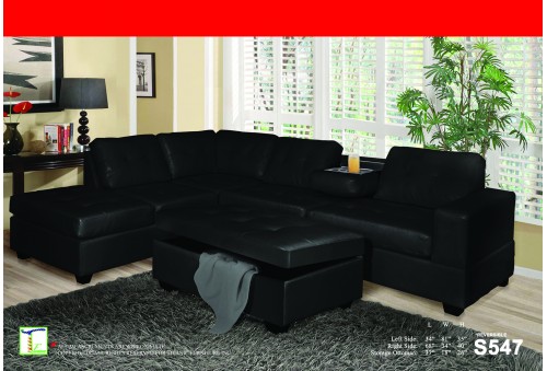 Hendrick Black Reversible Sectional Sofa Ti S547