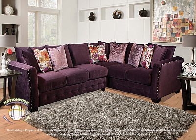Purple Royale 2pc Sectional Sofa Na U124-2