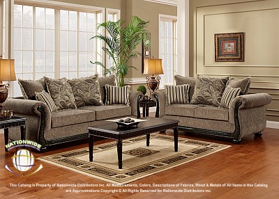 Linn Taupe Designer Loveseat Na U207L