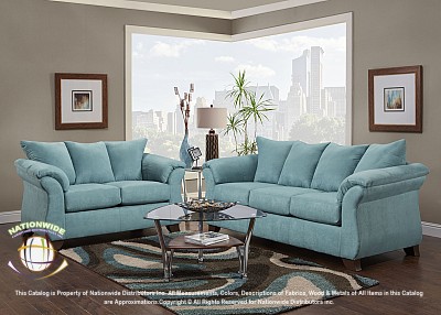 Melbourne Turquoise Microfiber Sofa & Loveseat Set Na U313-2