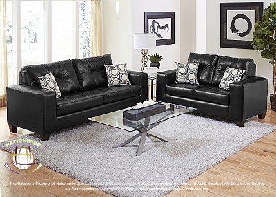 Delaney Black 2pc Set (Sofa+Love) Na U455-2